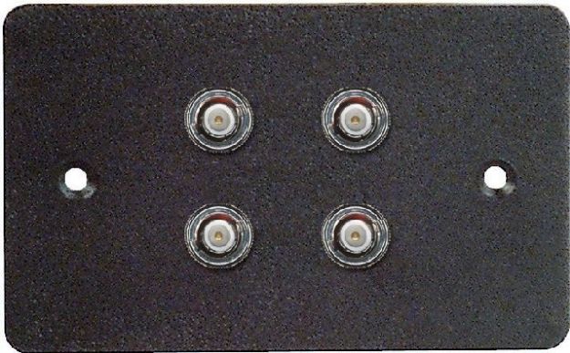 Picture of Wall Connector Plate  4 x BNC  Empty Steel  BLACK