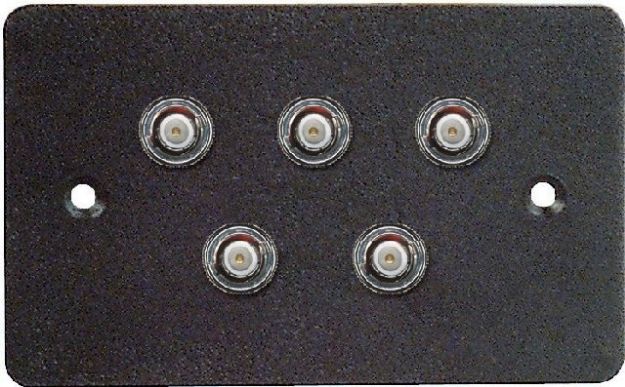 Picture of Wall Connector Plate  5 x BNC  EMPTY Steel  BLACK