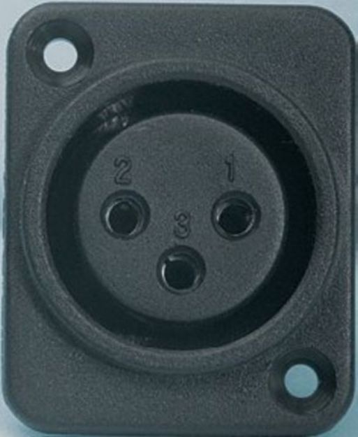 Picture of XLR Connector  3 Pin  Panel Mount  FEMALE  PLASTIC