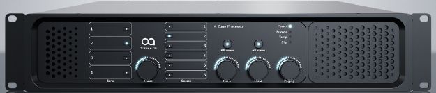 Picture of 4 zone audio controller with DSP, amplification and WebApp