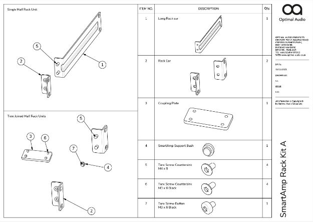 Picture of Optimal SmartAmp Rack Ears & Couplings for half rack