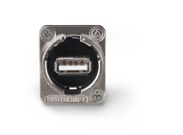 Picture of Switchcraft USB A to B Connector Panel Mount Feedthrough BLK