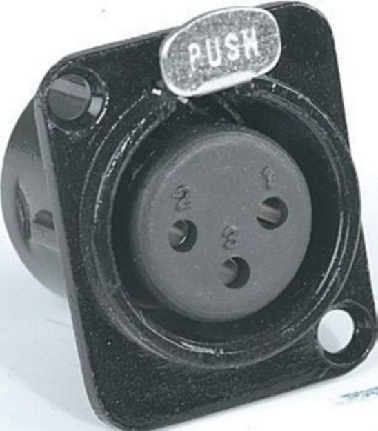 Picture of XLR Connector 3 Pin Panel Mount FEMALE BLACK