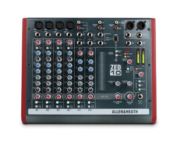 Picture of ZED10 Mixer 4 Mono+2 Stereo 2 Aux 2-Track USB Interface