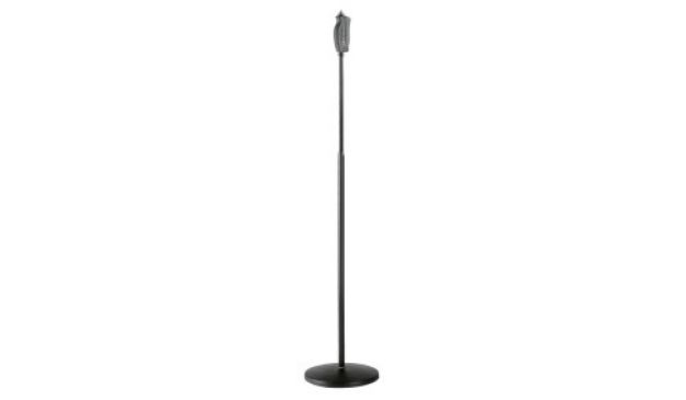 Picture of K&M Floor Mic Stand ROUND Base GRIP Adjust Tall BLACK