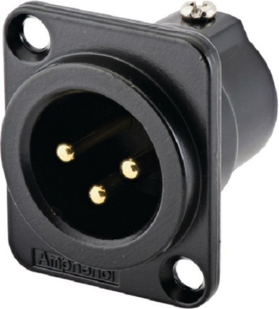 Picture of Amphenol XLR Panel Mount Male 3 Pole GOLD Pins Black