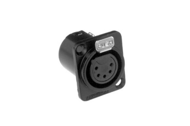 Picture of Amphenol XLR Panel Mount Female 5 Pole GOLD Pins Black
