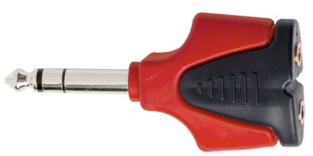 Picture of Signal Adaptor 1 x 6.3mm TRS > 2 x 3.5mm TRS PLASTIC