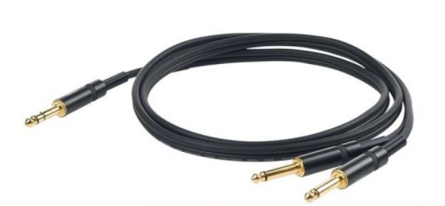 Picture of Challenge Stereo Split Lead 6.3mm TRS > 2 x TS 3m GOLD