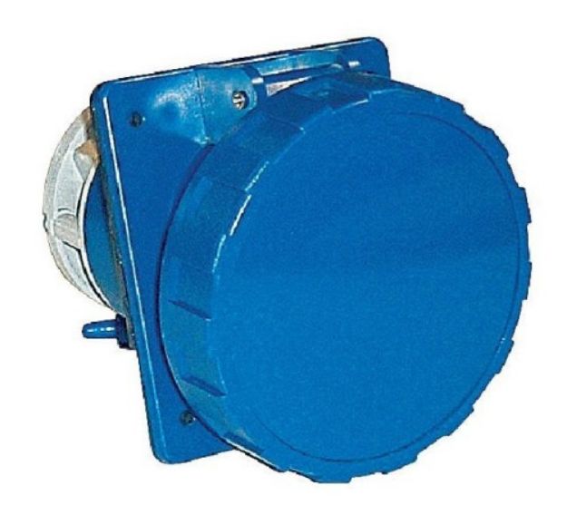 Picture of 63A Mains Connector 1Ø 250V Panel Mount FEMALE Angled