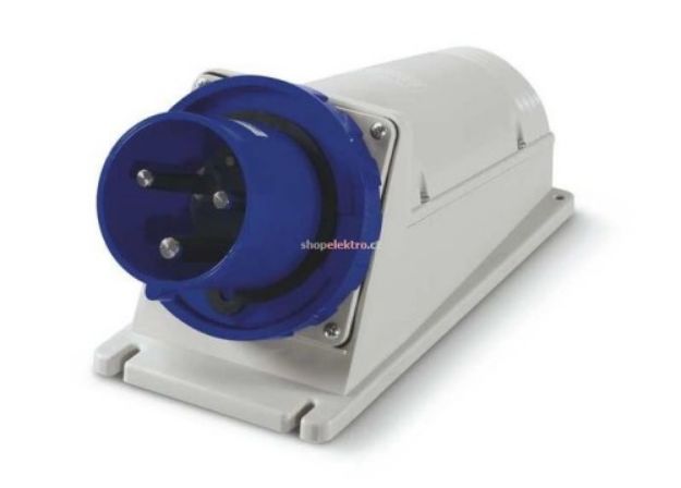 Picture of 63A Mains Connector 1Ø 250V Panel Mount MALE Angled